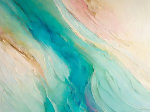 Flowing Teal Gold Abstract