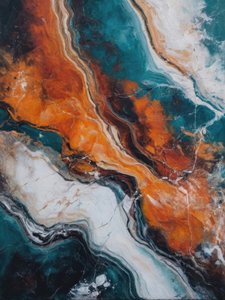 Orange Teal Stone Waves