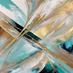Shimmering Teal Gold Abstract
