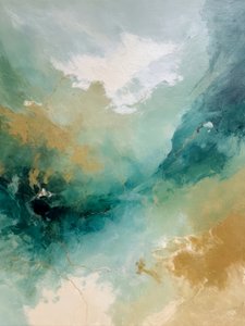 Teal Gold Abstract Swirls
