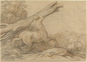 Centaur Carrying a Tree Trunk by Alphonse Legros