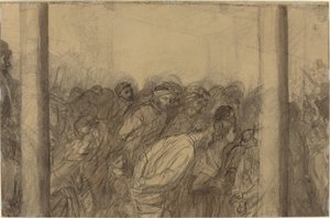 Crowd of People Seen between Two Columns by Alphonse Legros