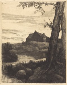 Farm with Large Tree by Alphonse Legros