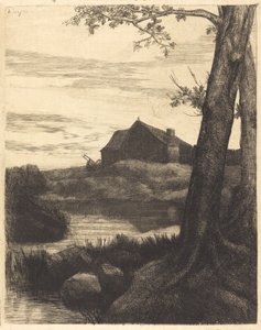 Farm with Large Tree by Alphonse Legros