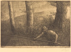 Fisherman with a Hoop-net La pêche à la truble by Alphonse Legros