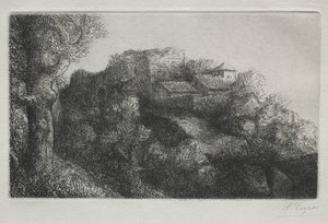 Landscape (with buildings) by Alphonse Legros