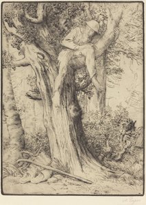 Landscape with a Boy in a Tree by Alphonse Legros
