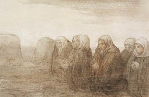 Six Peasant Women Praying in an Autumn Field by Alphonse Legros