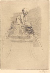 Small Fountain, Child Playing on the Grotesques by Alphonse Legros