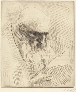 Study of the Head of a Man Reading by Alphonse Legros