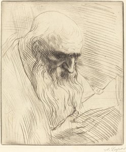 Study of the Head of a Man Reading by Alphonse Legros