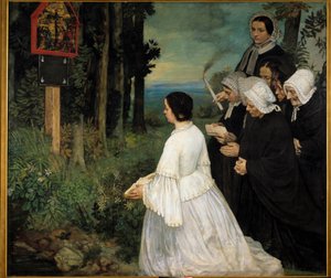 The ex-voto Women gathering in front of an ex voto