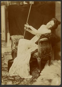 Woman Modeling on a Bench by Alphonse Maria Mucha
