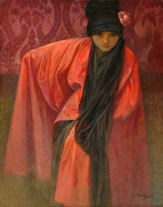 Girl in Red by Alphonse Mucha