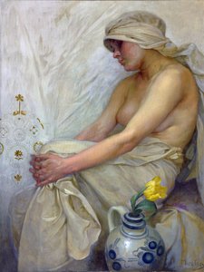 Sitting Girl by Alphonse Mucha
