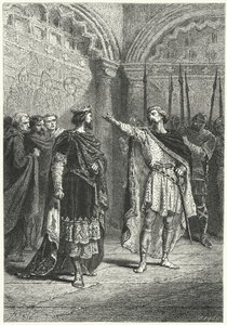Hugh Capet, King of the Franks, and the Rebellious Count Adalbert of Perigord, 987 by Alphonse Marie de (after) Neuville