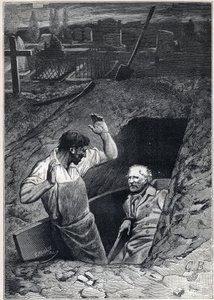 A Resurrection is Almost as Frightening as a Death: Fauchelevent and Jean Valjean - Illustration by Alphonse de Neuville for 