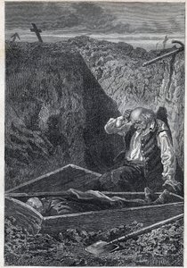 The cemeteries take what they are given - Illustration by Alphonse De Neuville for Les Miserables - Second part: Cosette by Victor Hugo 1862
