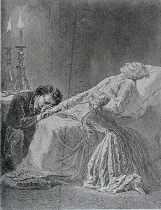 The Death of Jean Valjean, illustration from Les Miserables by Victor Hugo