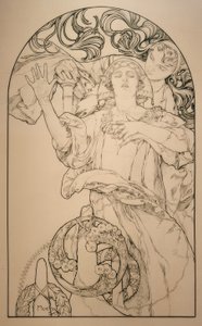 Cinema with Wurlitzer Organ by Alphonse Mucha