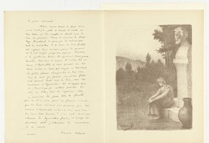 Illustration with Woman Sitting by Bust of Man and Water Jug by the Poem La jarre couronnée by Marcel Schwob by Alphonse Osbert