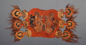 Saddle cover decorated with griffins attacking mountain goats