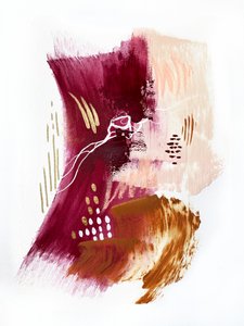 Burgundy Peach Gold Abstract by Alyson Storms