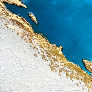 Golden Coastal Relief Map by Alyson Storms