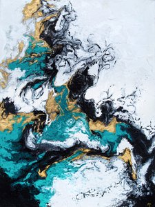 Opulent Gold Teal Swirls by Alyson Storms