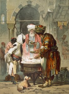 Woman at a street fountain Sebil, pub. 1865