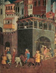 Procession of Nobility on streets of city (detail)