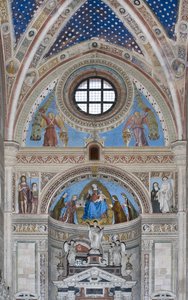 Gian Galeazzo Visconti and Sons Offering the Model of the Charterhouse to the Virgin Mary by Ambrogio da Fossano