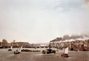 View of River Traffic on the Seine to Rouen by Ambroise Louis Garneray