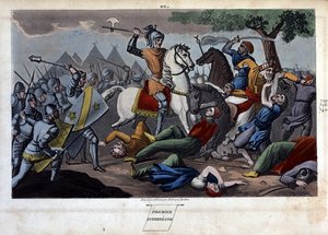 Battle of Poitiers: Charles Martel defeated between Tours and Poitiers Abd al-Rahman I or Abderamane I (Abd al-Rahman) (731-788), king of Saracens in 732 - Designed and engraved by Ambrose Tardieu in 1825