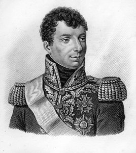 General Duroc. Géraud Christophe Michel Duroc, Duke of Frioul - in Portraits des généraux français en suite des victoires et conquêtes des français. Engraved by Ambroise Tardieu in 1818. Stella Collection