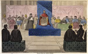 Philip IV brings together at the Louvre the Estates General, composed of clergy, nobility and prominent bourgeois or third-state who was first admitted to it in 1301 - Designed and engraved by Ambroise Tardieu in 1825.