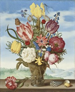 Bouquet of Flowers on a Ledge by Ambrosius the Elder Bosschaert