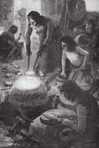 Iberian people casting bronze in Britain by Amedee (after) Forestier
