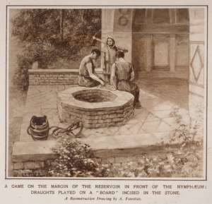 A game on the margin of the reservoir in front of the Nymphaeum, from an article entitled 
