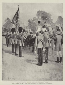 Her Majesty presenting a New State Colour to the Scots Guards at Windsor by Amedee Forestier