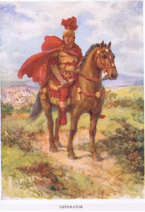 Imperator: Originally, as Here, the Victorious Roman General was Saluted by His Soldiers in the Field. Later the Title was Reserved for Emperors Only (illustration from The Roman Soldier) by Amedee Forestier