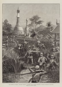 The Fighting in Burmah, Advanced Guard of a Movable Flying Column attacking a Village occupied by the Enemy