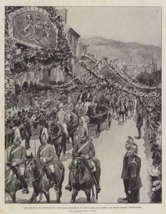 The Prince in his Principality, the Royal Procession in Great Duke Gate Street and North Parade, Aberystwith by Amedee Forestier