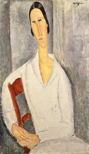 Madame Hanka Zborowska Leaning on a Chair by Amedeo Modigliani