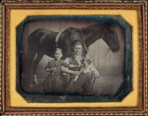Portrait of a Man and Girl with Horse and Dog by American 19th Century