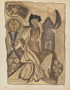 Plate 41: Saint Barbara: From Portfolio Spanish Colonial Designs of New Mexico by American 20th Century