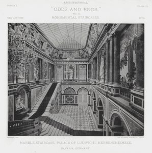 Marble Staircase, Palace of Ludwig II, Herrenchiemsee, Bavaria, Germany by American Photographer (after)