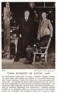 Thomas Edison recreates his electric light for President Herbert Hoover and Henry Ford by American Photographer (after)
