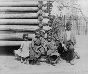 African American man with children near Thomasville, Georgia