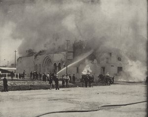 Burning of the Cold-Storage Warehouse by American Photographer